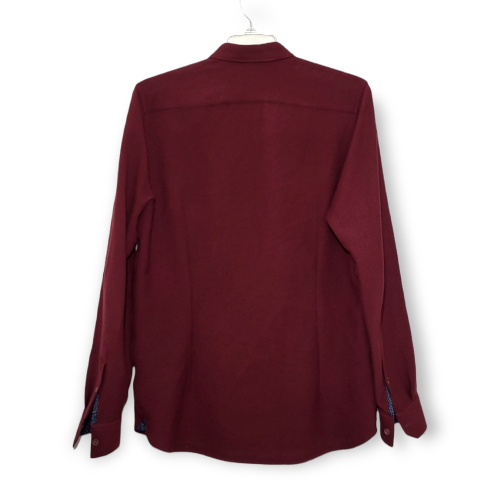 Ted Baker London Stretch Sport Shirt Burgundy and Blue 4 / Large - Picture 3 of 8